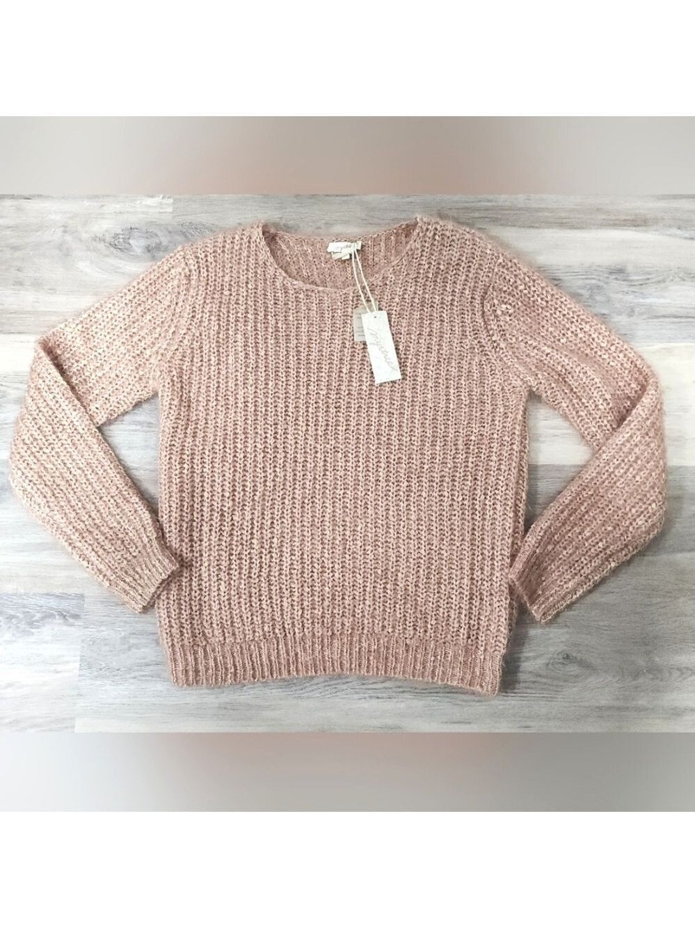 Mystree Long Sleeve Fuzzy Shimmer Sweater Small New With Tags